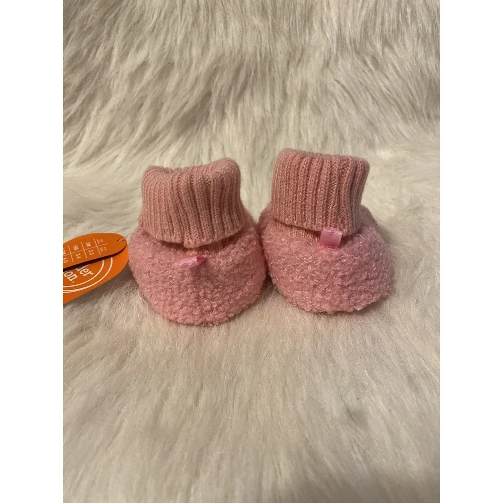 Wonder Nation Slippers Girls Size 4 Pink Fuzzy Rainbow Bootie Shoes‎